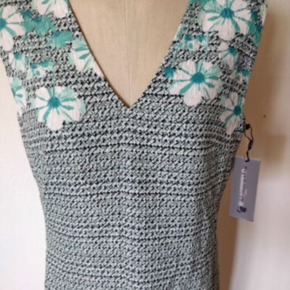 NEW KARL LAGERFELD Size 10 Green Black Hawaiian Tropical Print Sundress - Picture 4 of 7
